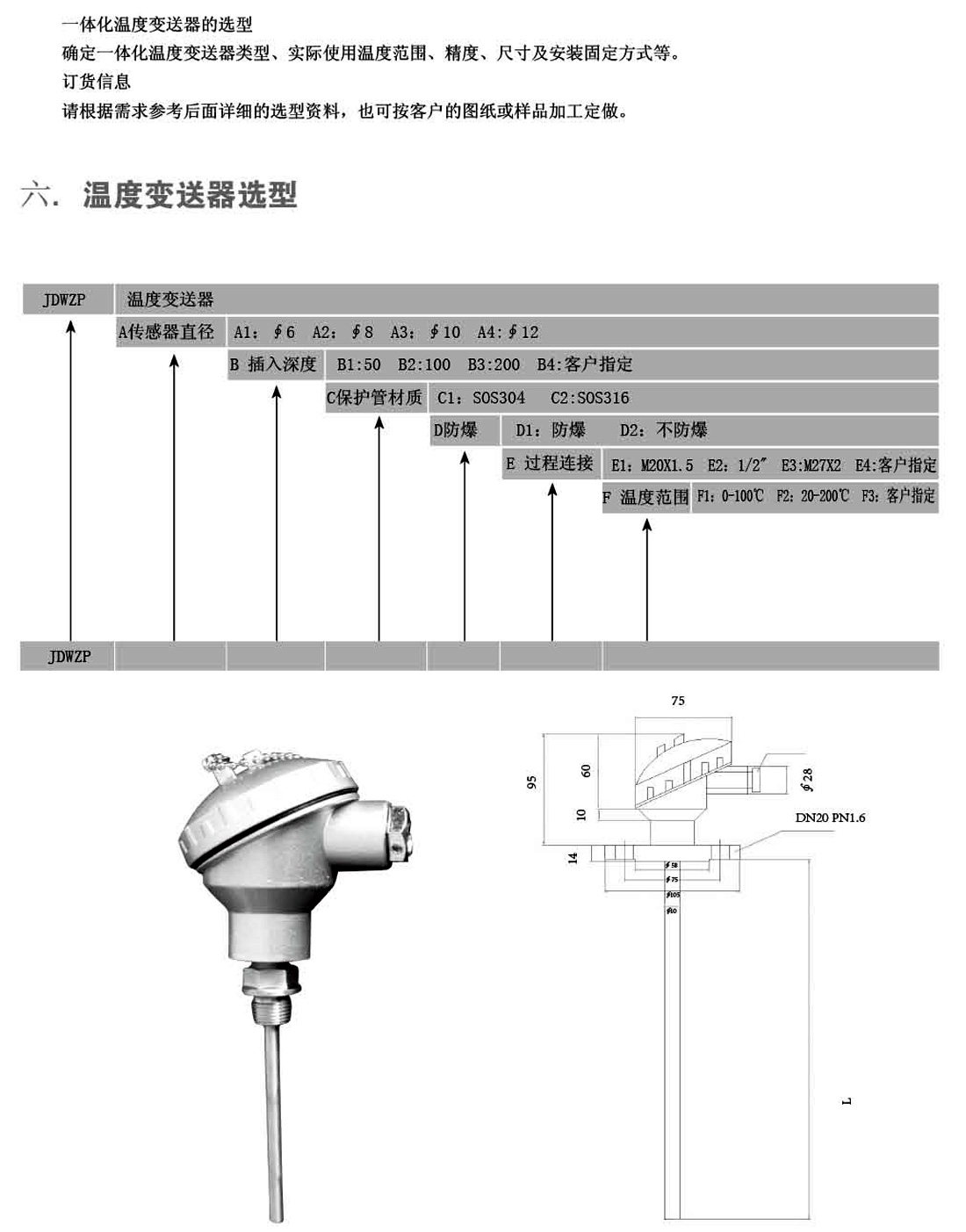 Integrated temperature transmitter JDWZP(图2)