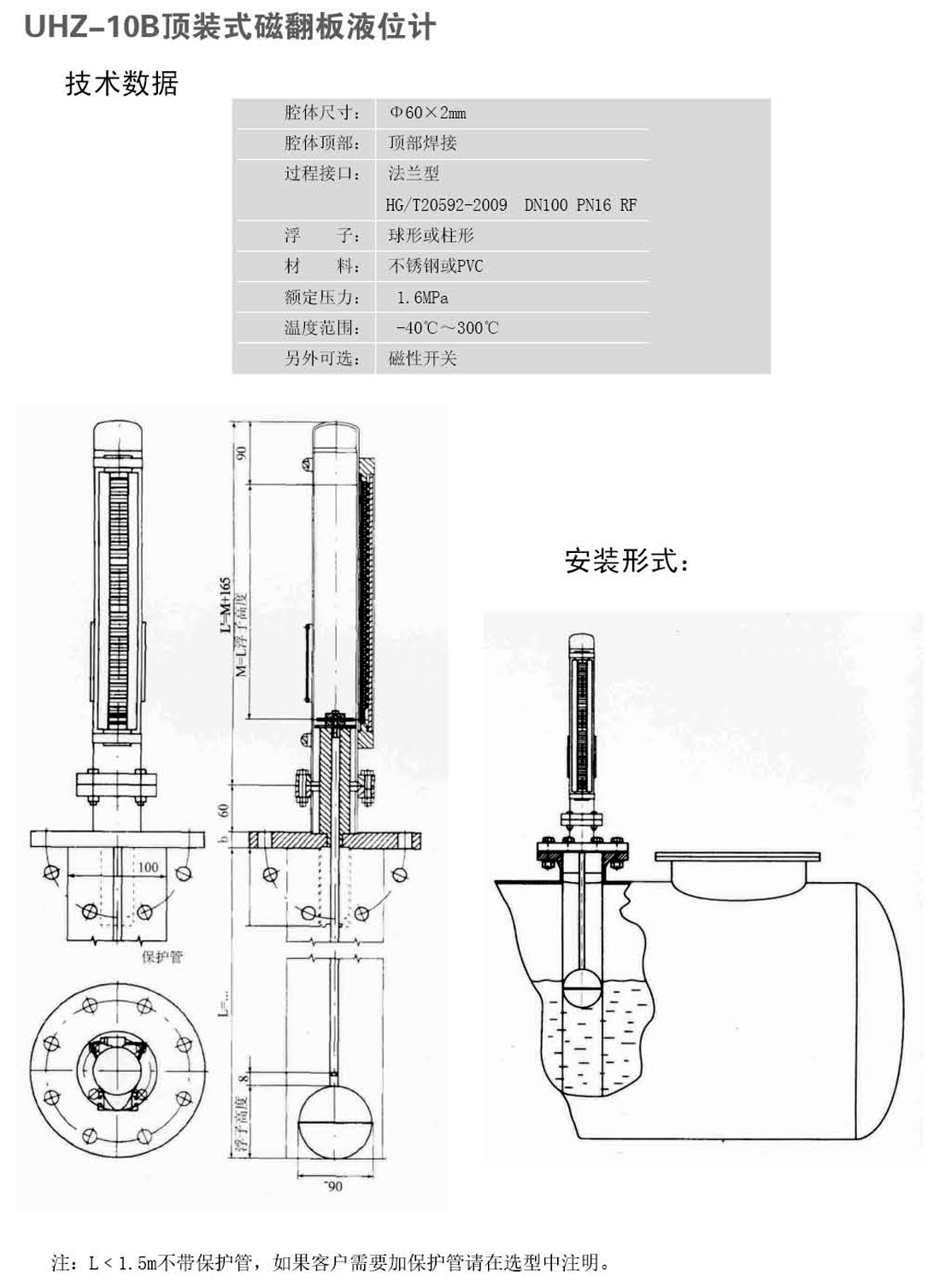 Side mounted magnetic level gauge UHZ-10A(图5)