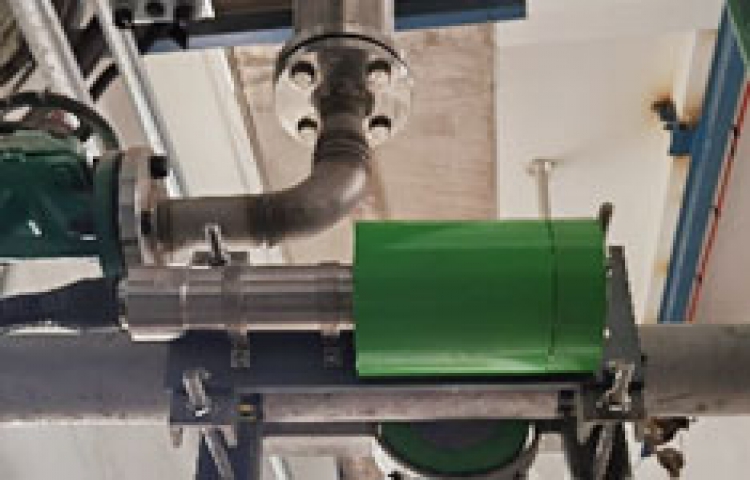 Na-22 radioactive meter measurement of piping density after mixing tank pump