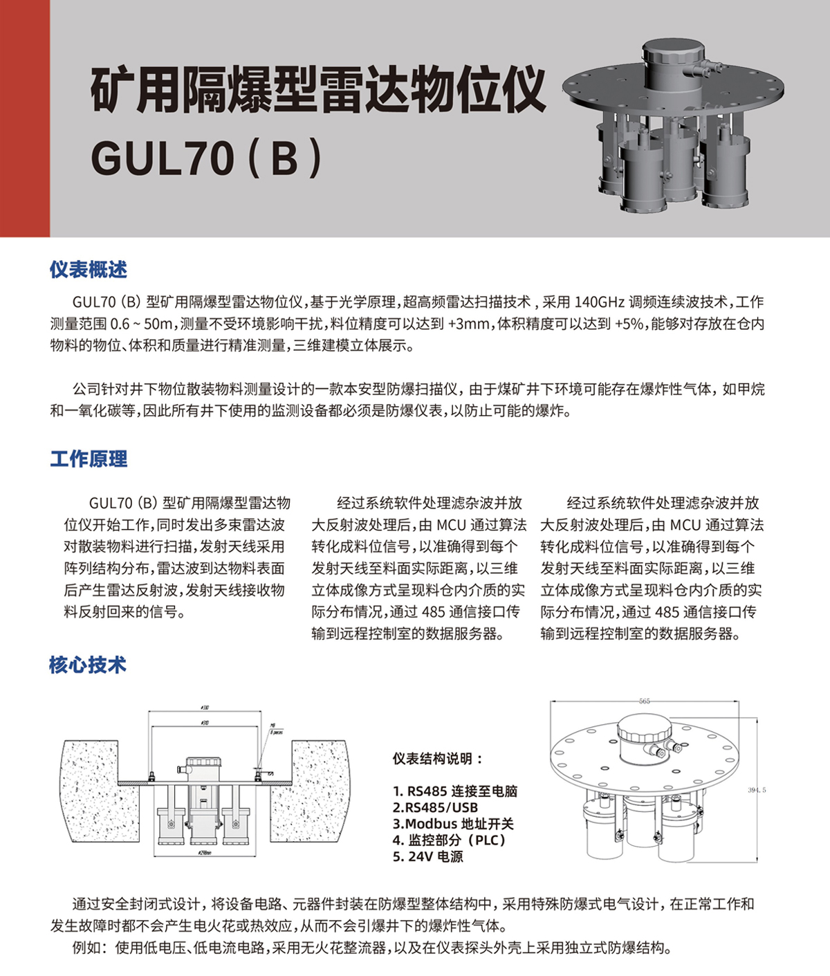 矿用隔爆型雷达物位仪 GUL70(B)(图1)